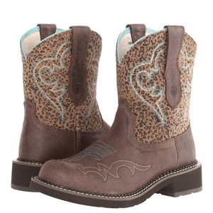 ARIAT Fatbaby Leopard Heritage Suede Cowboy Boots
